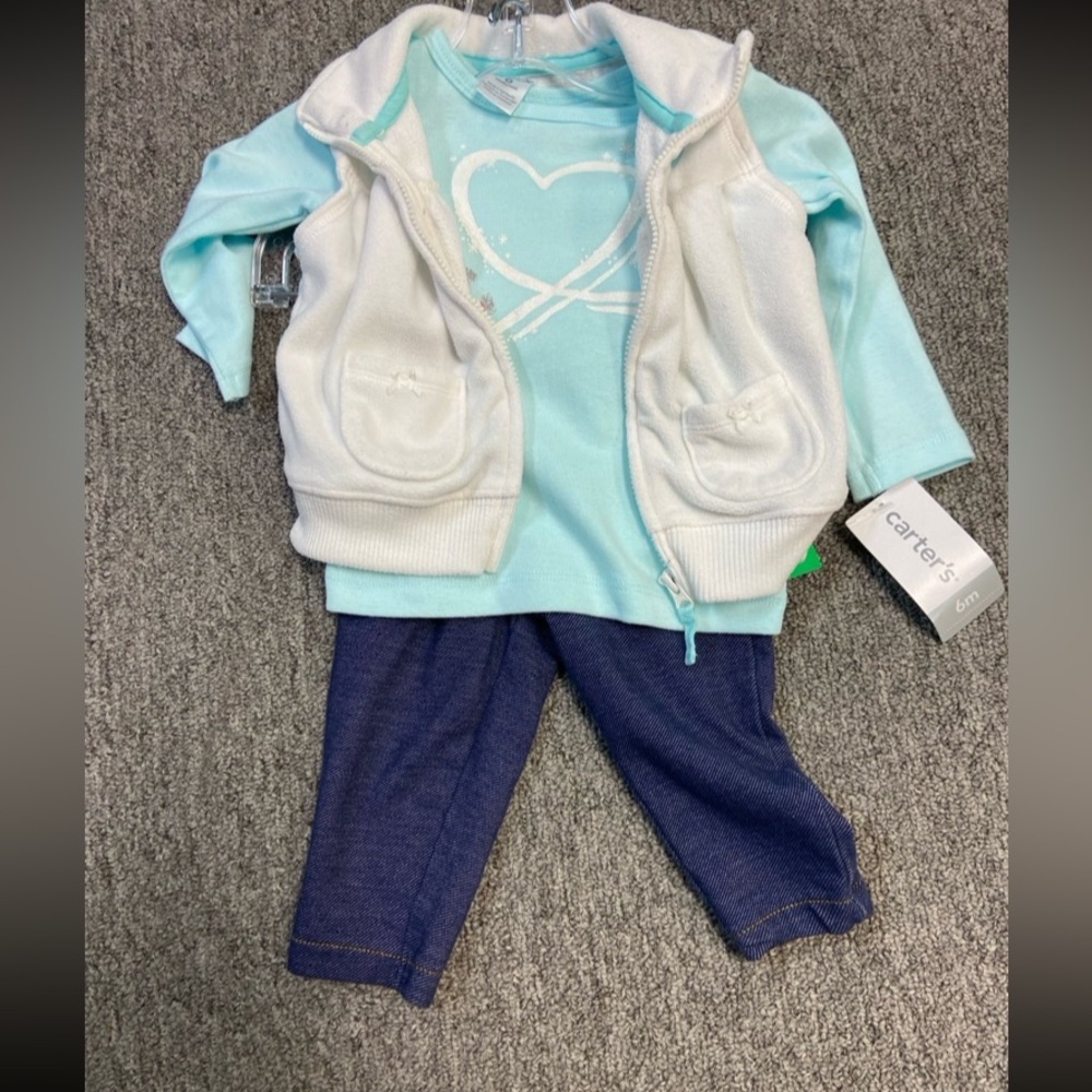 Set, 6 Month girls three-piece set, Carter’s brand.